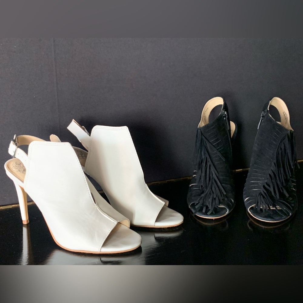 Size 7 Black/White Leather Heels